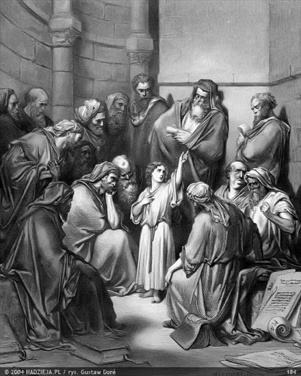 Grafiki Gustawa Dor do Biblii Jakuba Wujka - 184 Jezus między uczonymi Ś. Łukasz 2,46.jpg